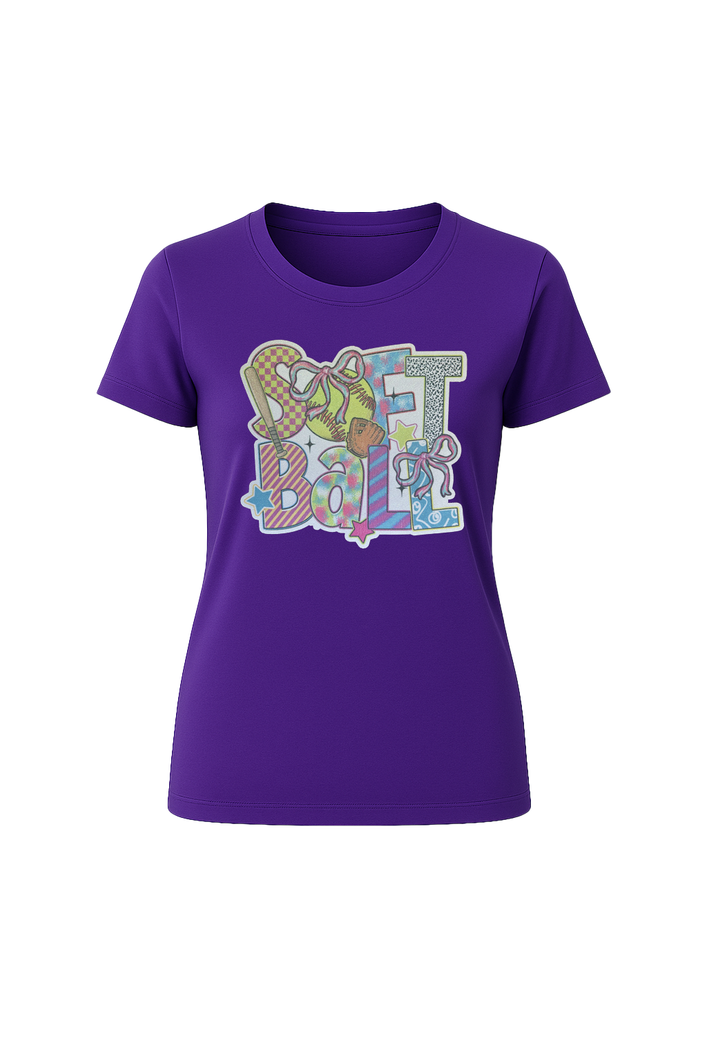 Glitter Softball Collage Short Sleeve Tee