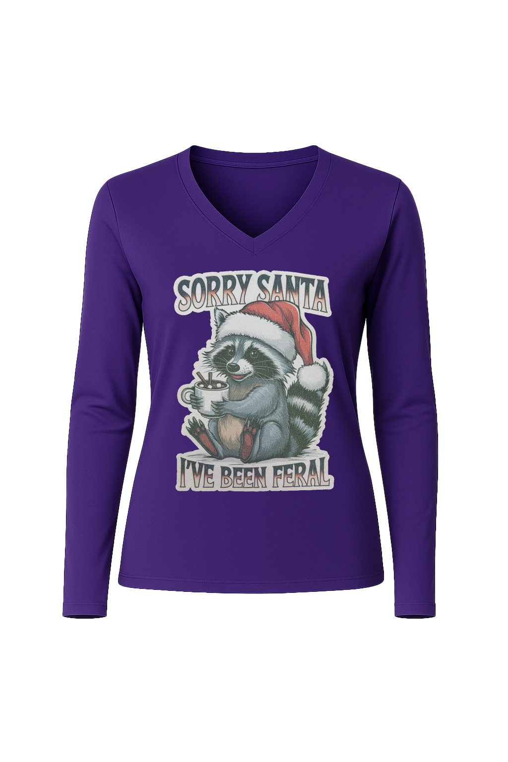 Glitter I've Been Feral Long Sleeve V-Neck Tee