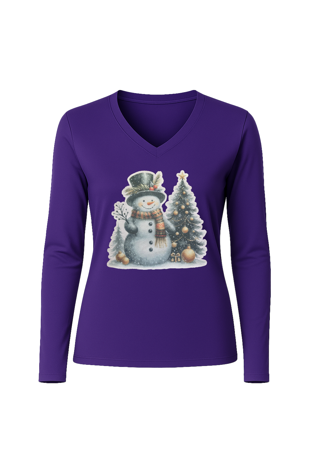 Glitter Festive Frosty Long Sleeve V-Neck Tee