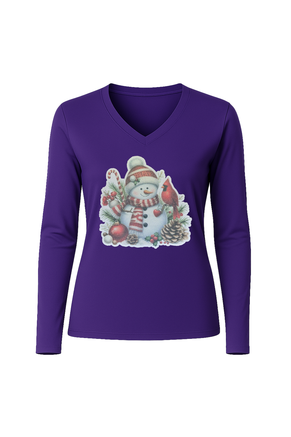 Glitter Cardinal's Gift Long Sleeve V-Neck Tee