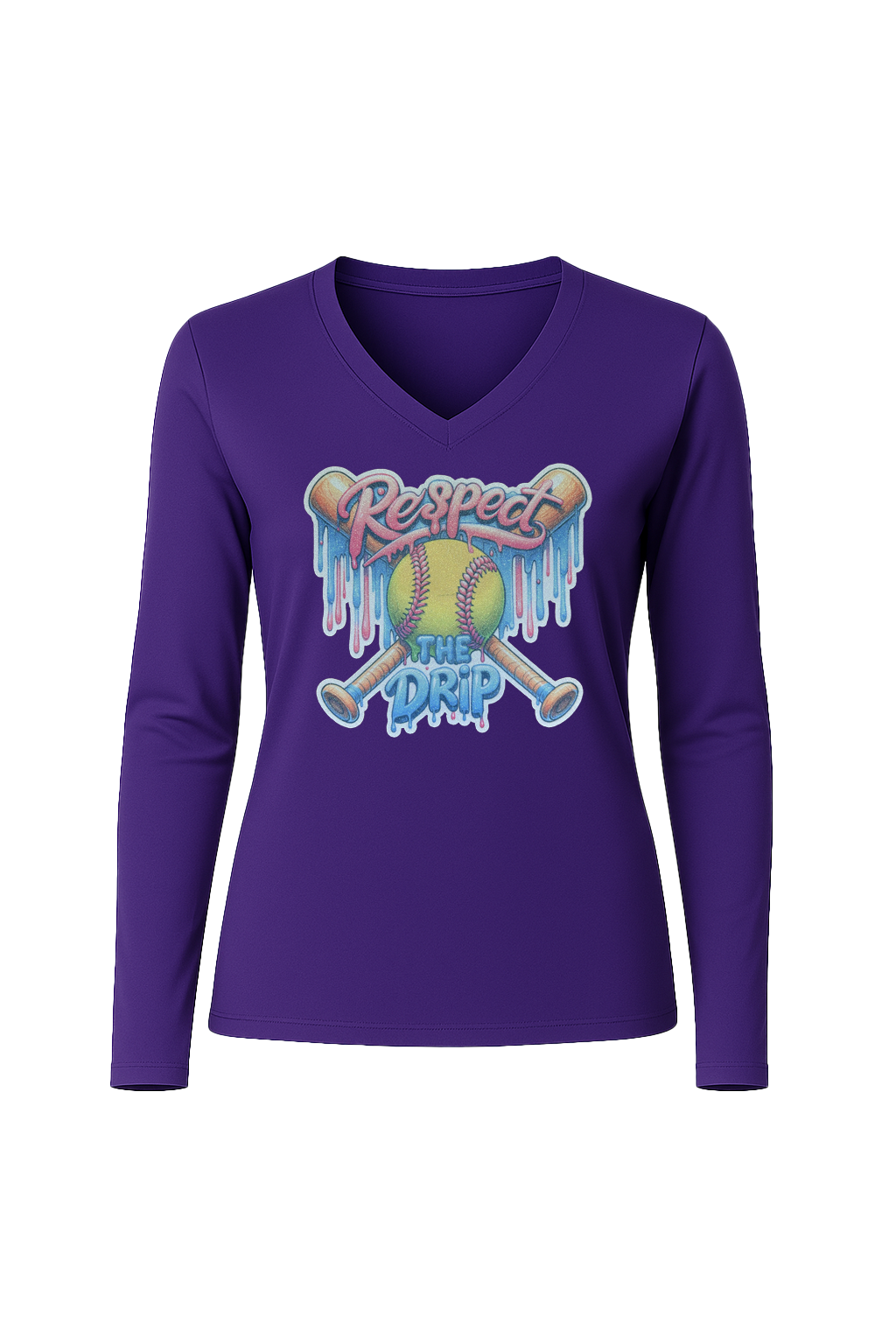 Glitter Respect The Drip Long Sleeve V-Neck Tee