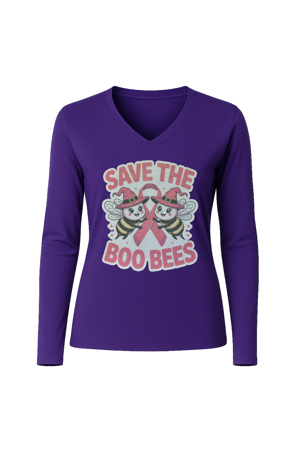 Glitter Save The Boo Bees Long Sleeve V-Neck Tee