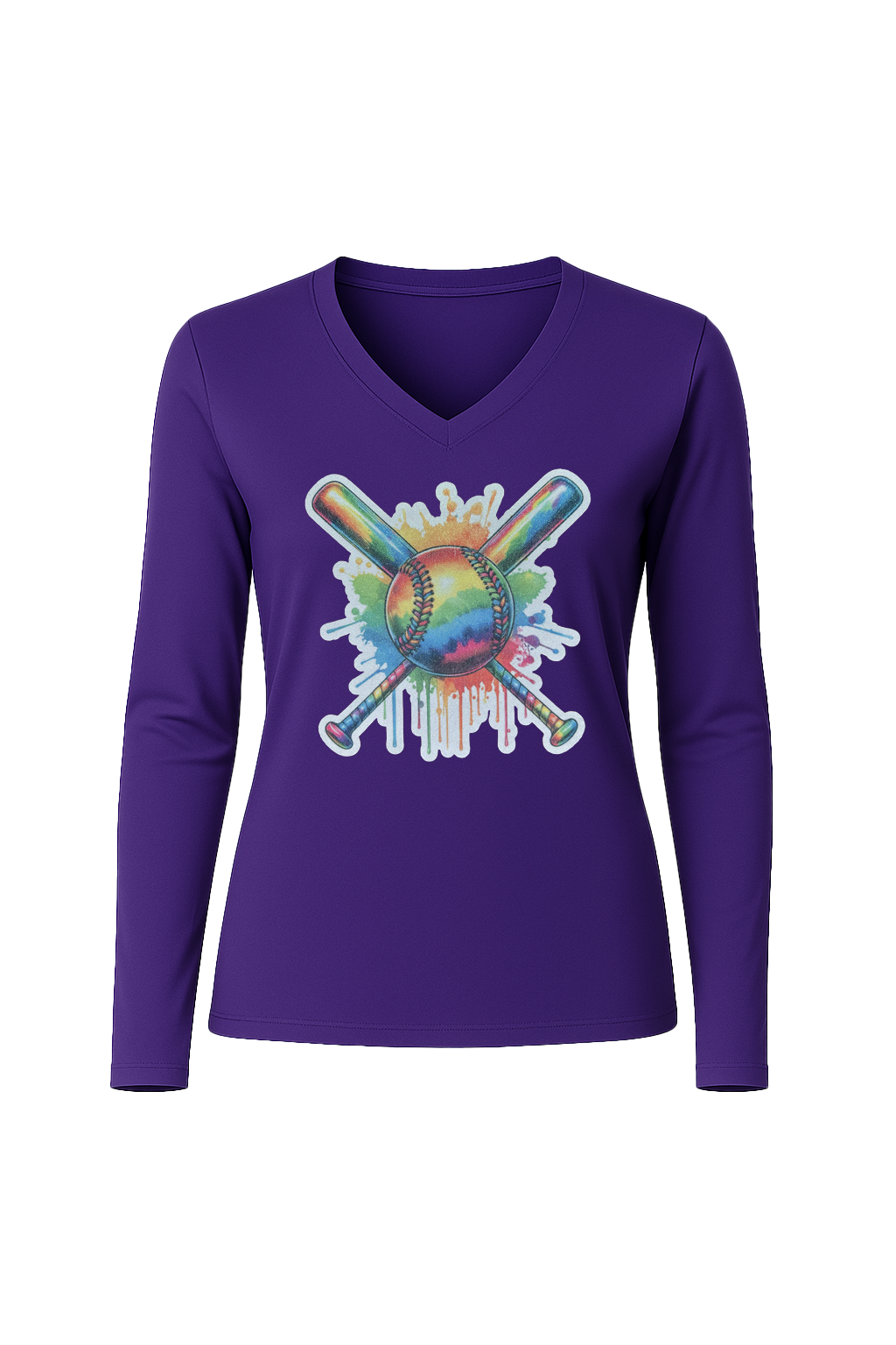 Glitter Splatter Bats Long Sleeve V-Neck Tee