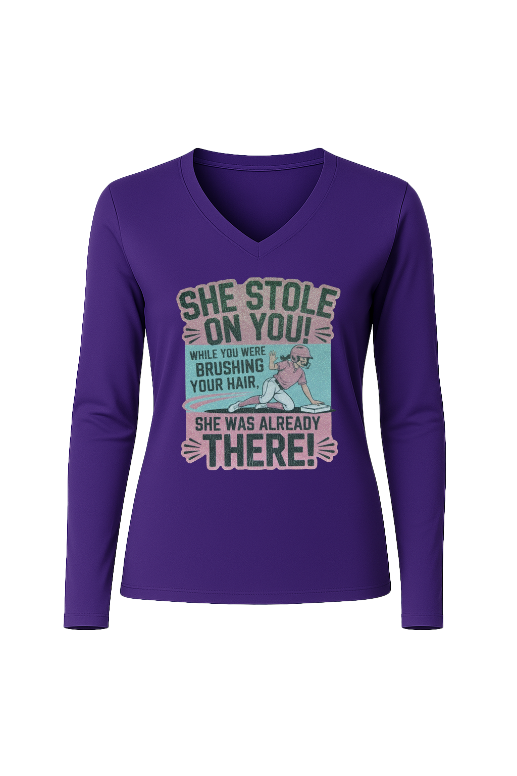 Glitter She Stole On You Long Sleeve V-Neck Tee