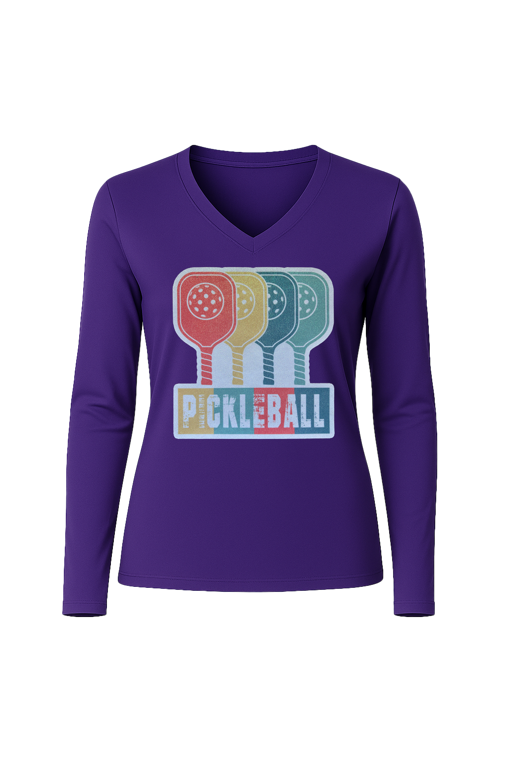 Glitter Pickleball Paddles Long Sleeve V-Neck Tee