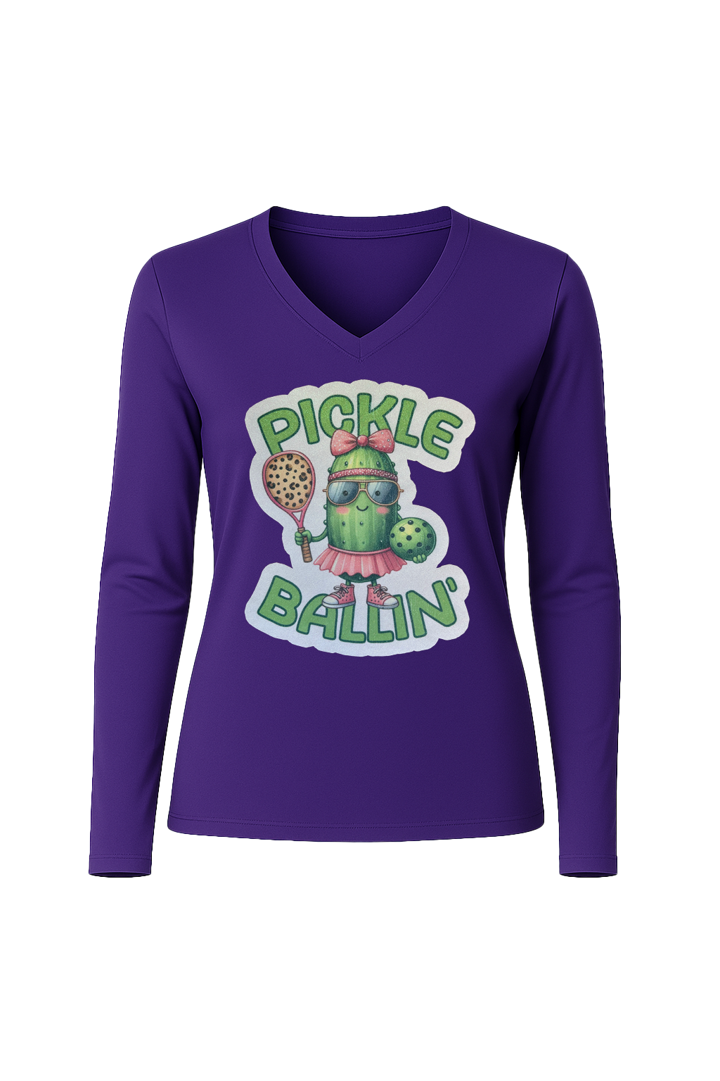 Glitter Pickle Ballin Long Sleeve V-Neck Tee