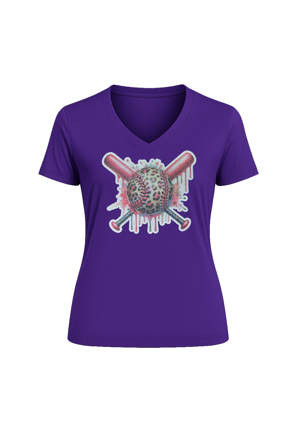 Glitter Leopard Drip Short Sleeve V-Neck Tee