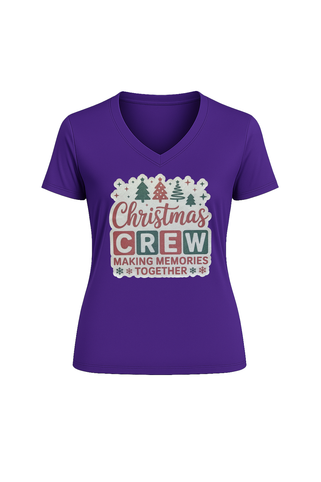 Glitter Christmas Crew Short Sleeve V-Neck Tee
