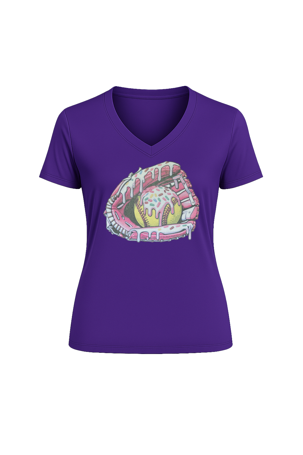 Glitter Softball Sundae Short Sleeve V-Neck Tee