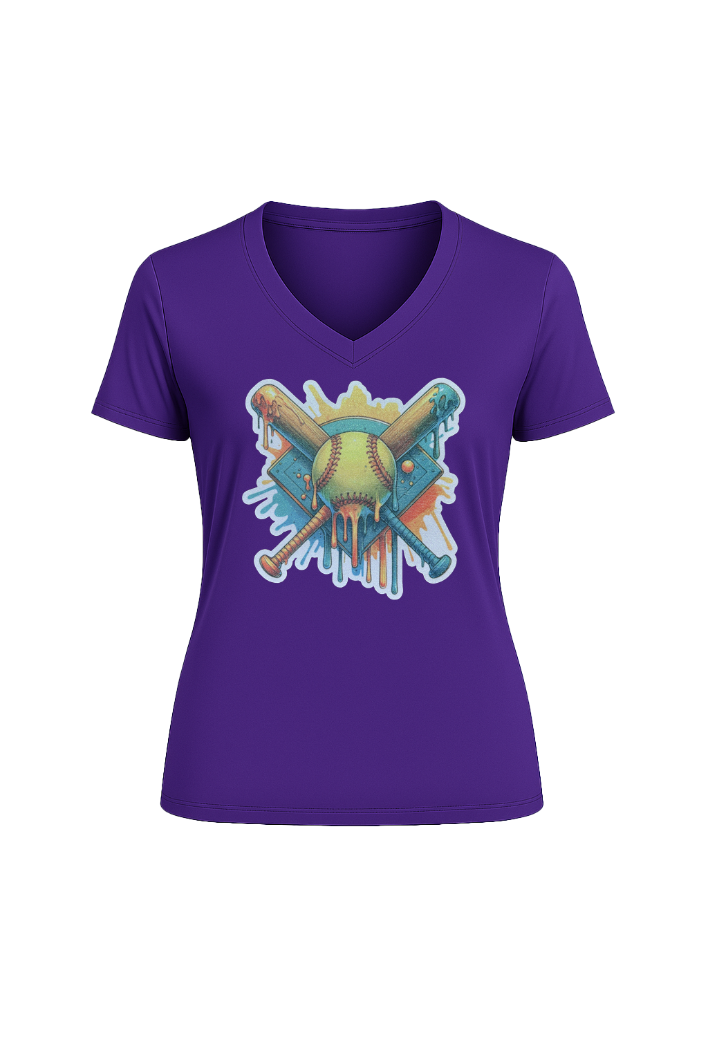Glitter Teal Shield Short Sleeve V-Neck Tee