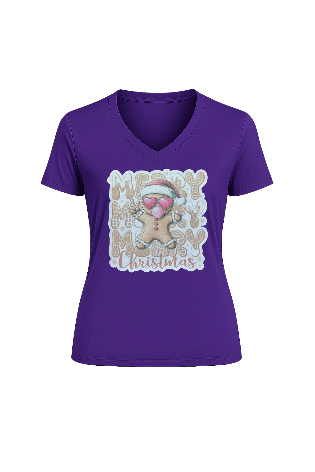 Glitter Gingerbread Bubble Pop Short Sleeve V-Neck Tee