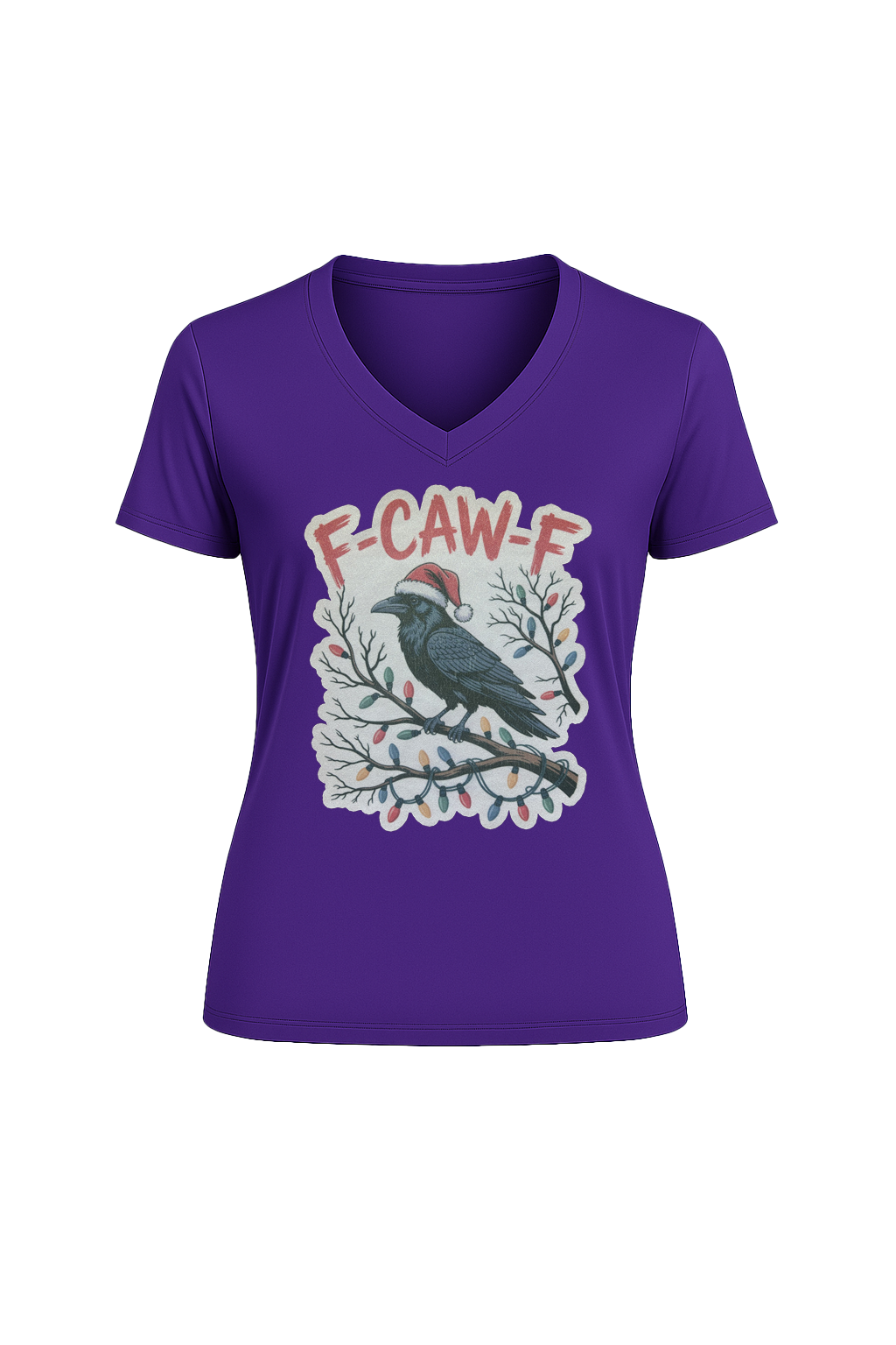 Glitter Christmas Crow Short Sleeve V-Neck Tee