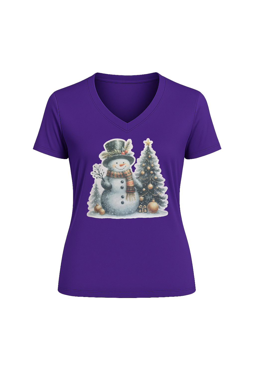 Glitter Festive Frosty Short Sleeve V-Neck Tee