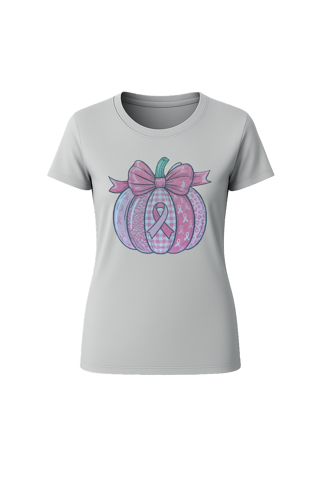 Glitter Breast Cancer Pumpkin Short Sleeve Tee