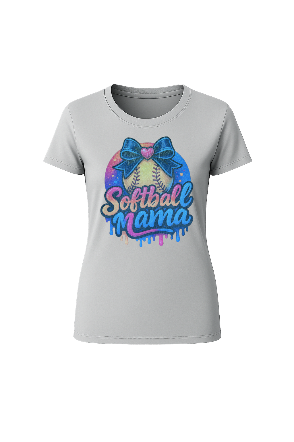 Glitter Softball Mama Drip Short Sleeve Tee