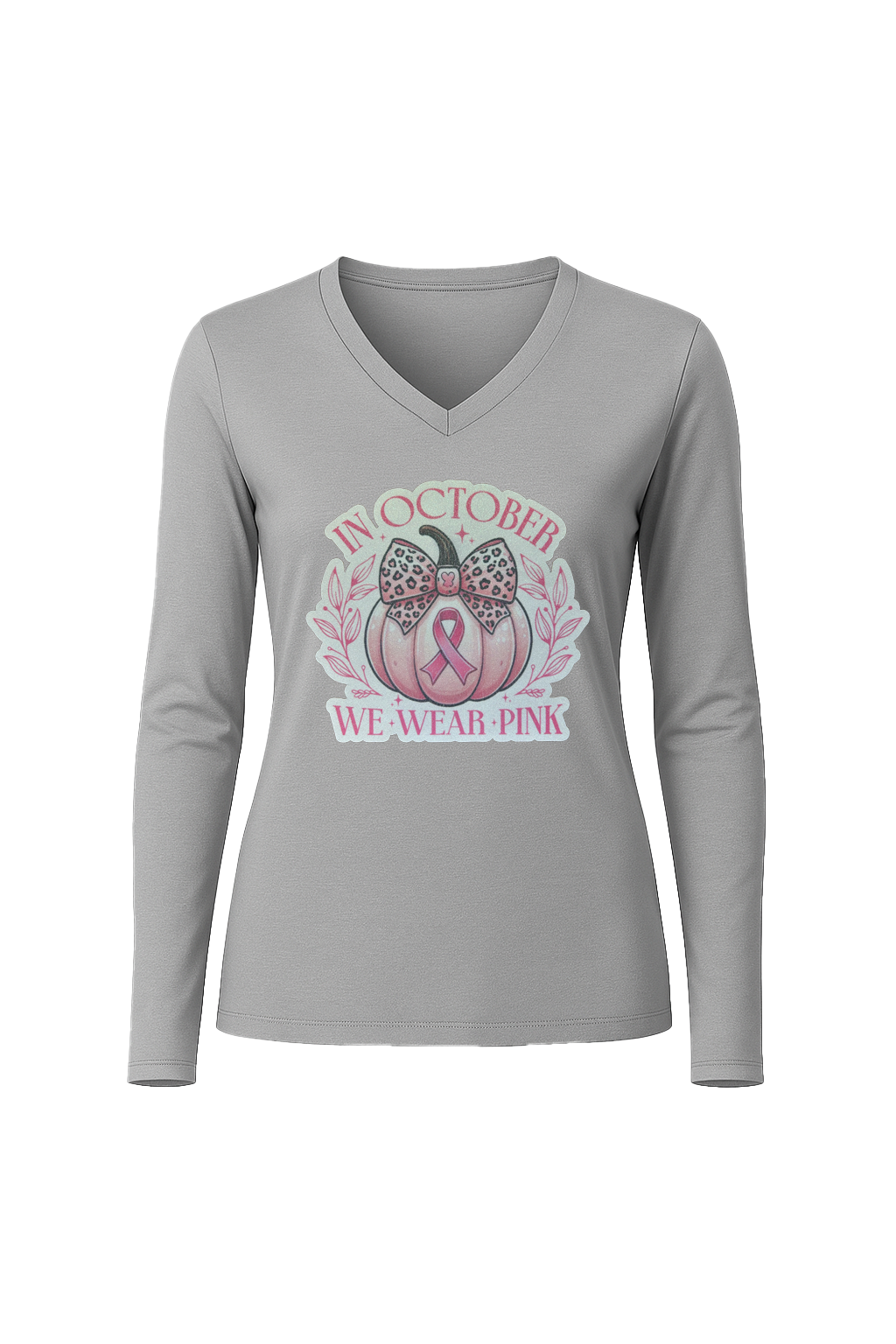 Glitter We Wear Pink Long Sleeve V-Neck Tee