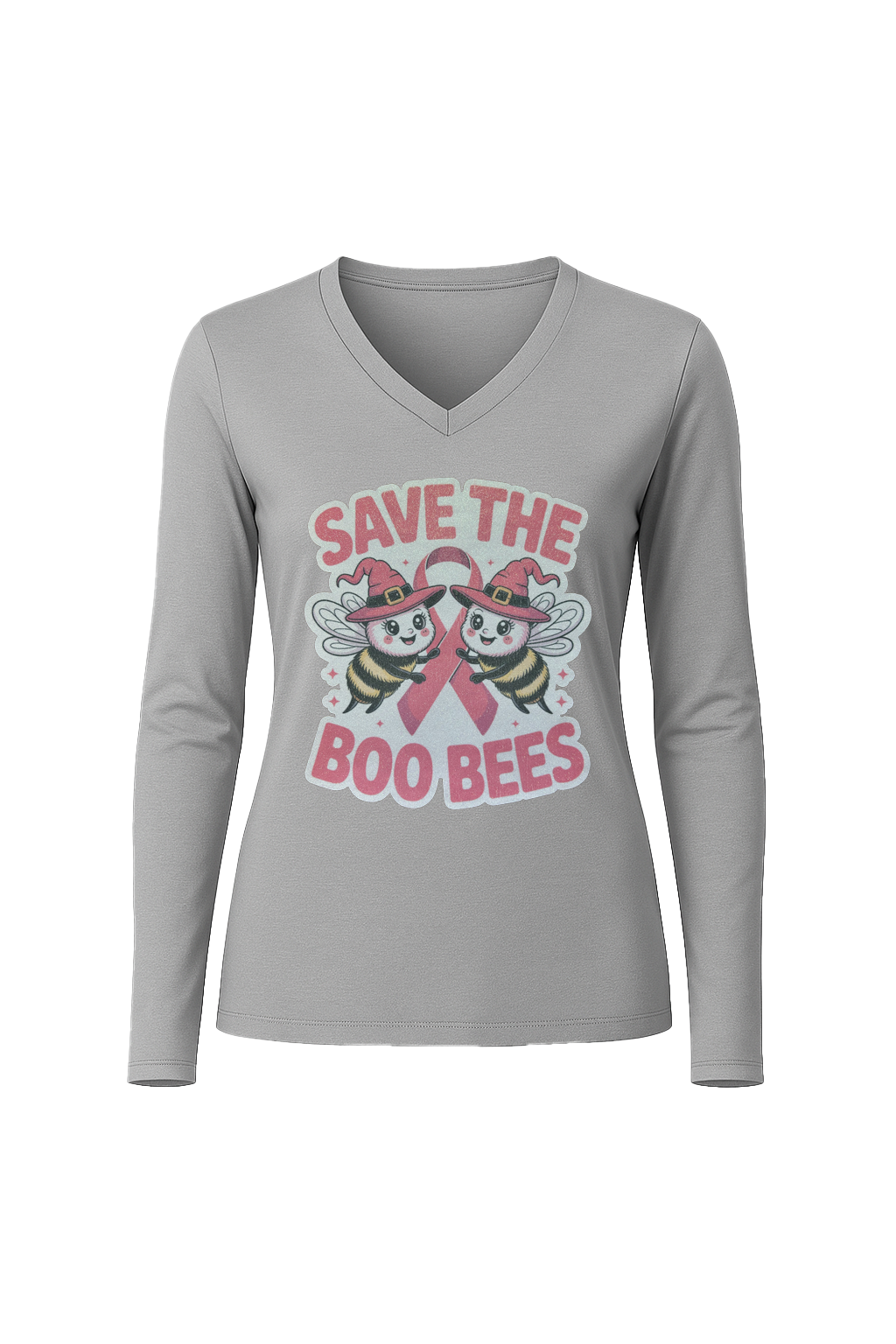 Glitter Save The Boo Bees Long Sleeve V-Neck Tee