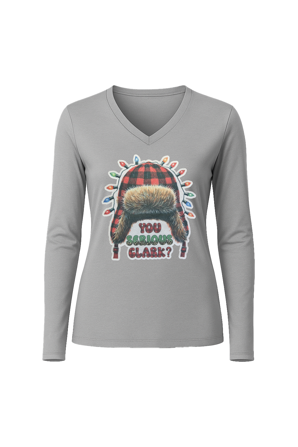 Glitter You Serious Clark? Long Sleeve V-Neck Tee