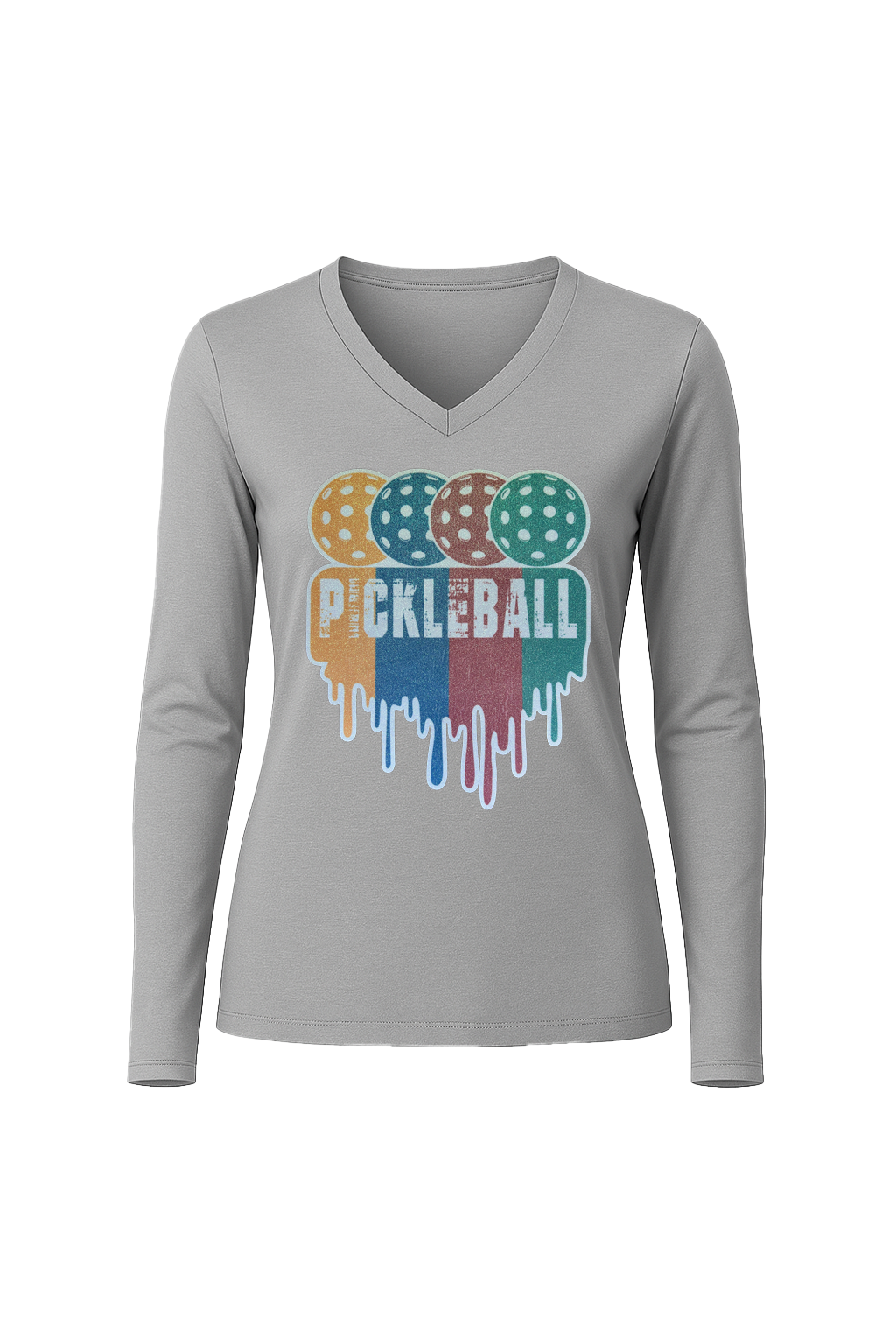 Glitter Pickleball Drip Long Sleeve V-Neck Tee