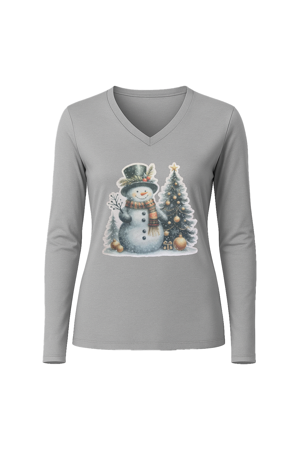 Glitter Festive Frosty Long Sleeve V-Neck Tee