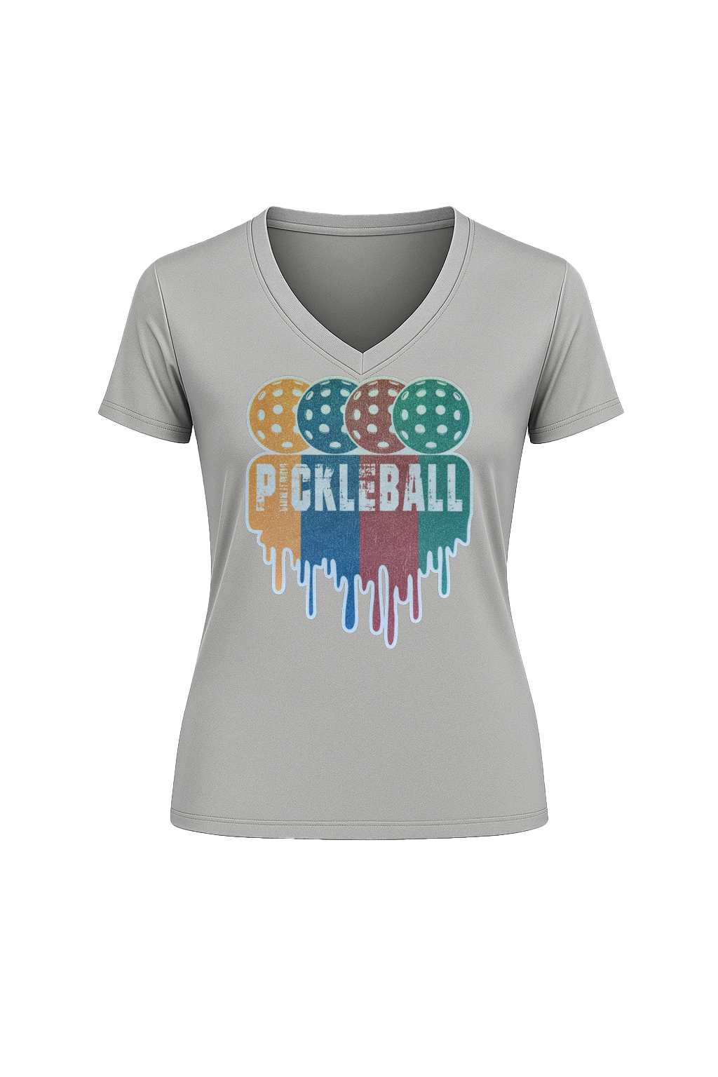 Glitter Pickleball Drip Short Sleeve V-Neck Tee