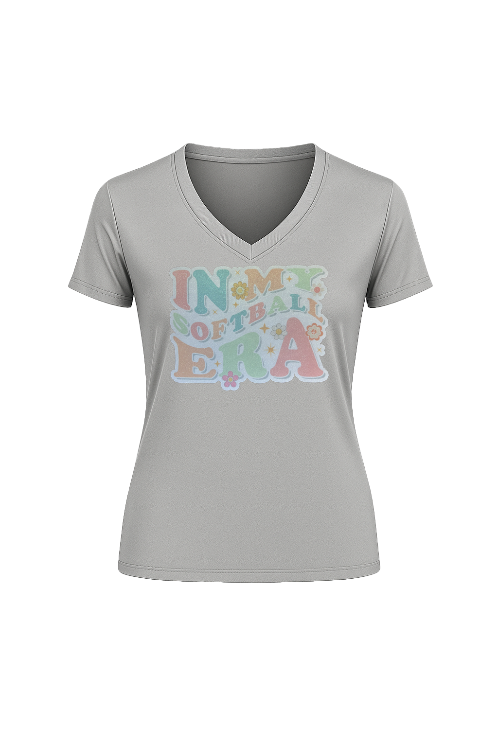 Glitter Softball Era Short Sleeve V-Neck Tee