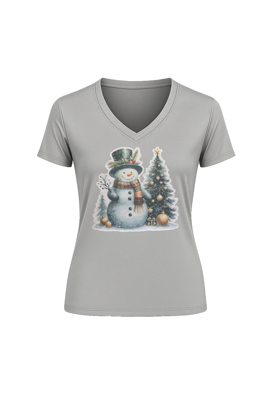 Glitter Festive Frosty Short Sleeve V-Neck Tee