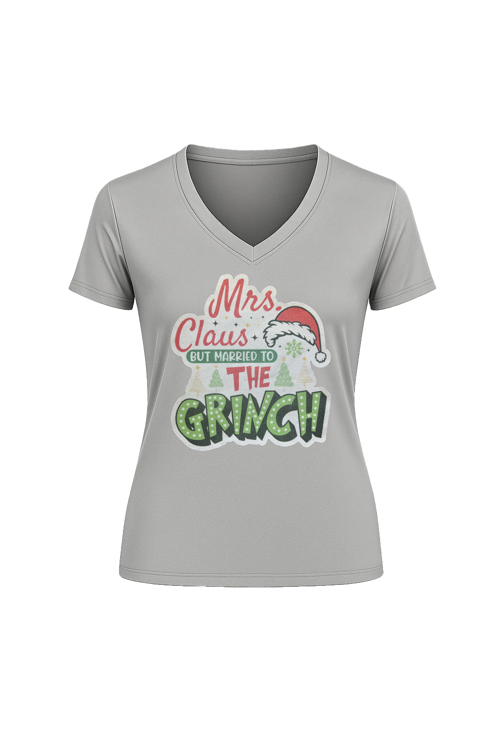 Glitter Married To The Grinch Short Sleeve V-Neck Tee