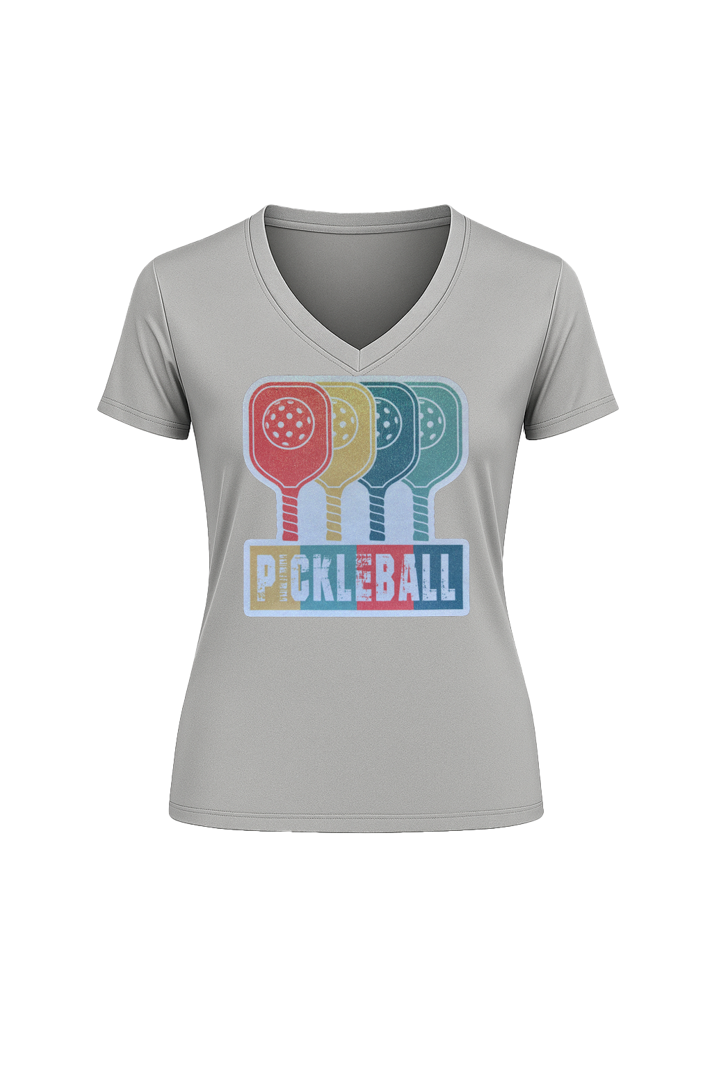 Glitter Pickleball Paddles Short Sleeve V-Neck Tee