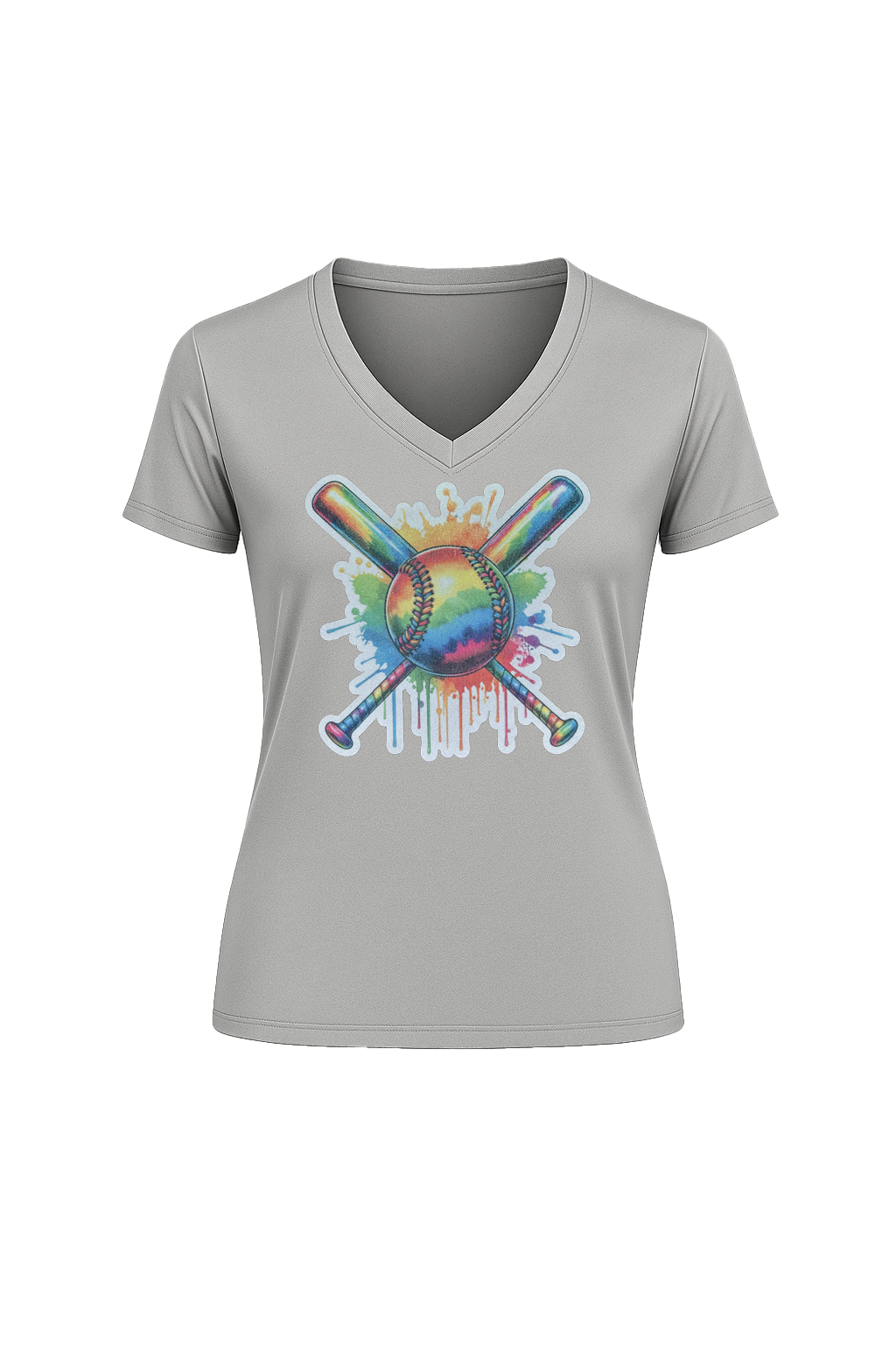 Glitter Splatter Bats Short Sleeve V-Neck Tee