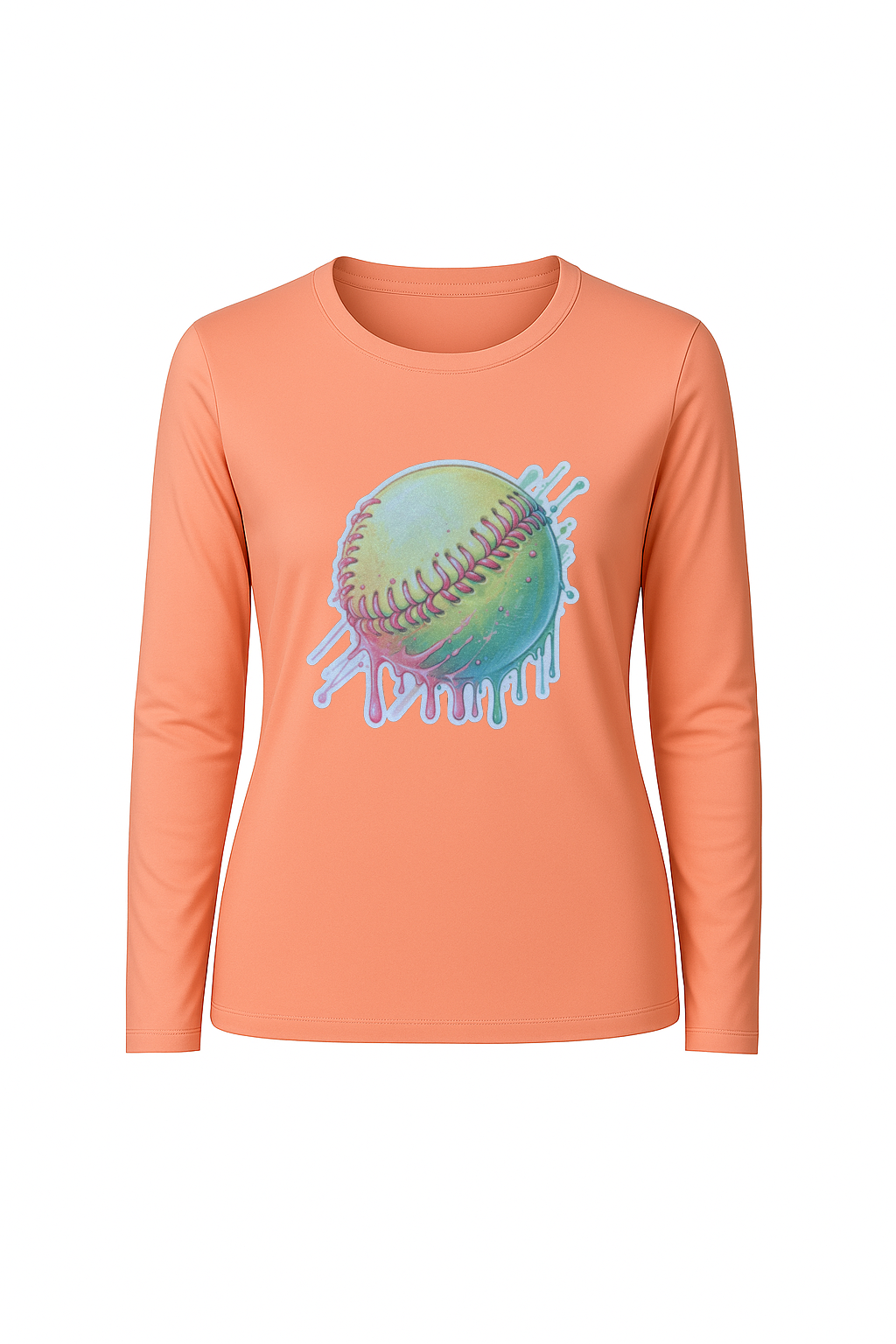 Glitter Softball Drip Long Sleeve Tee UPF 50