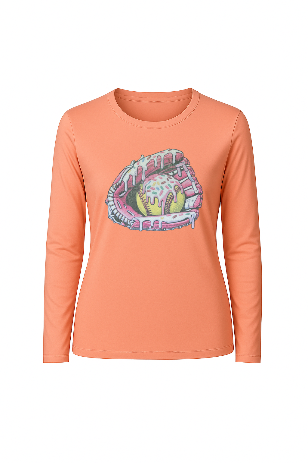 Glitter Softball Sundae Long Sleeve Tee UPF 50