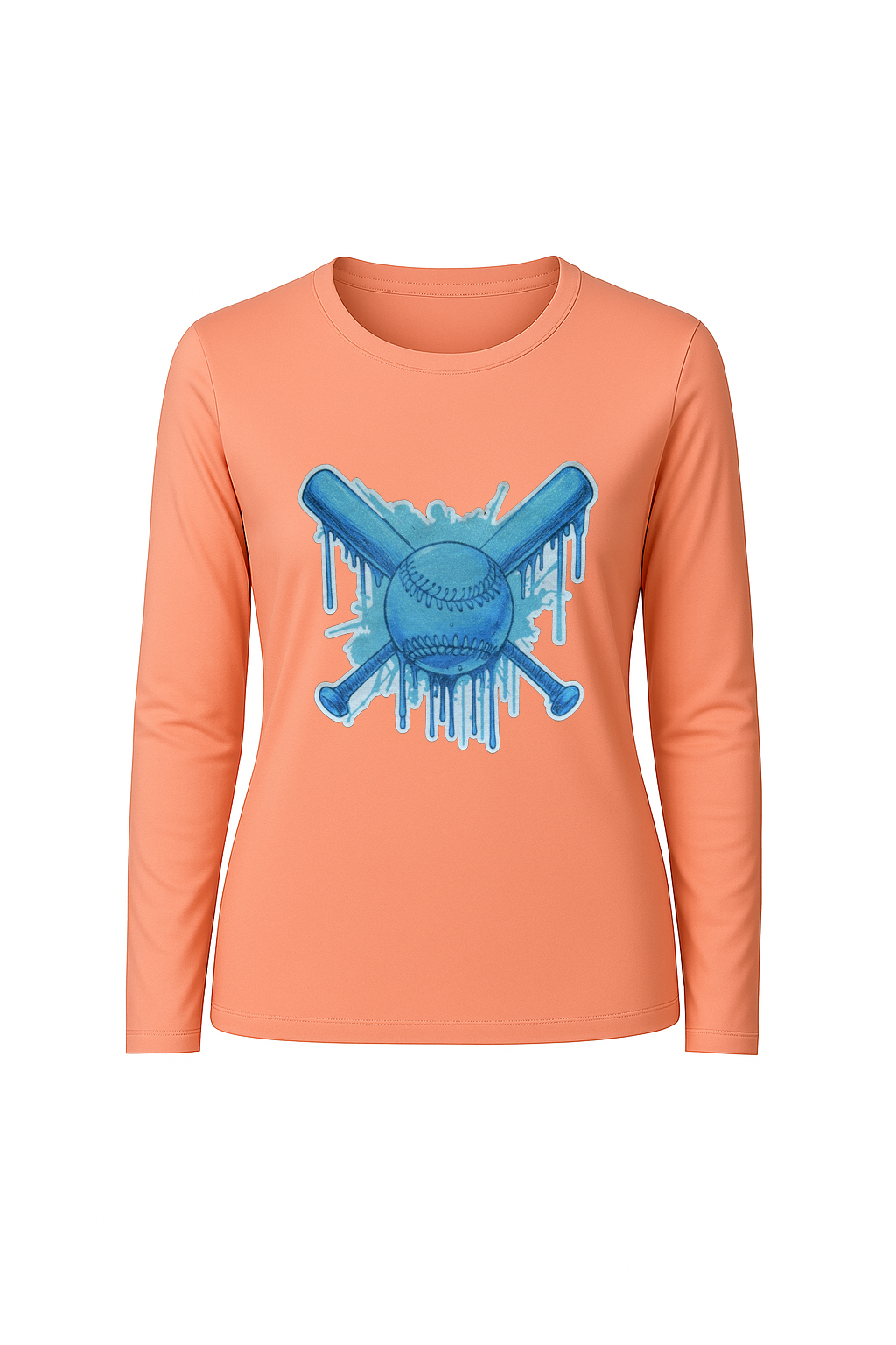 Glitter Blue Drip Bats Long Sleeve Tee UPF 50