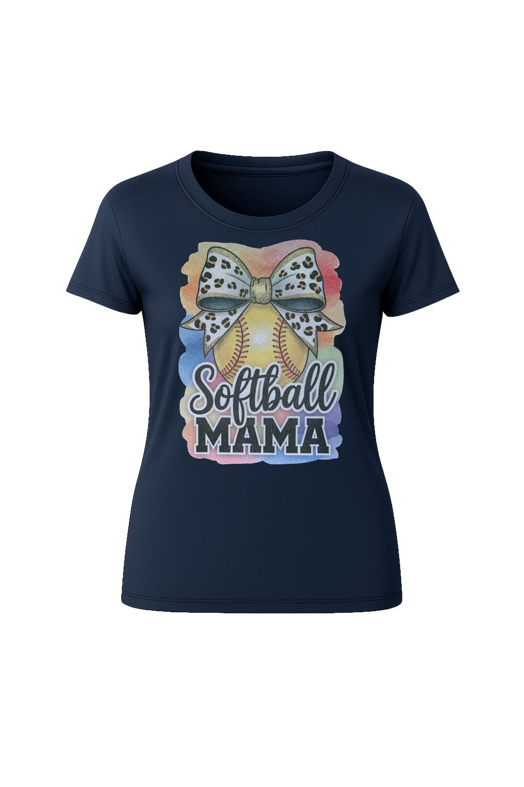 Glitter Watercolor Softball Mama Short Sleeve Tee