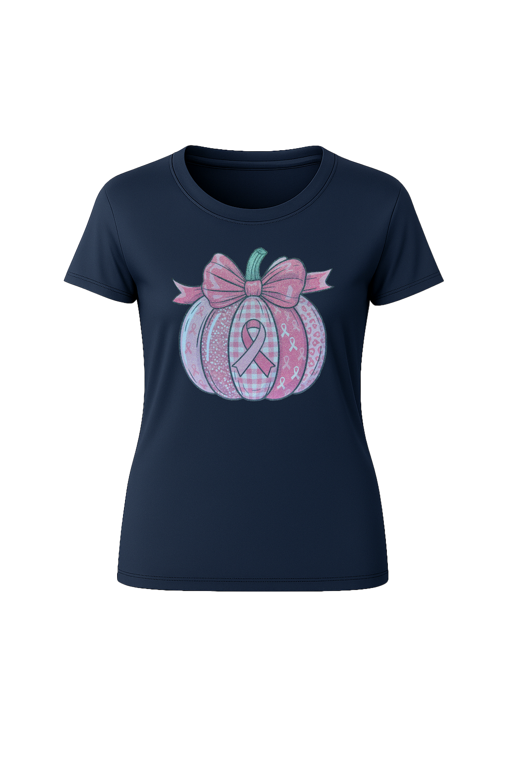 Glitter Breast Cancer Pumpkin Short Sleeve Tee