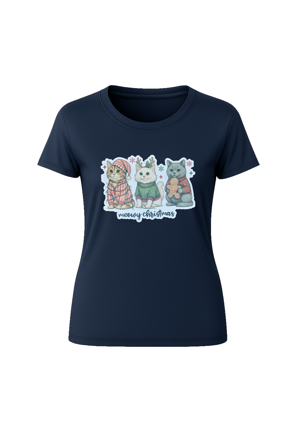 Glitter Christmas Cats Short Sleeve Tee