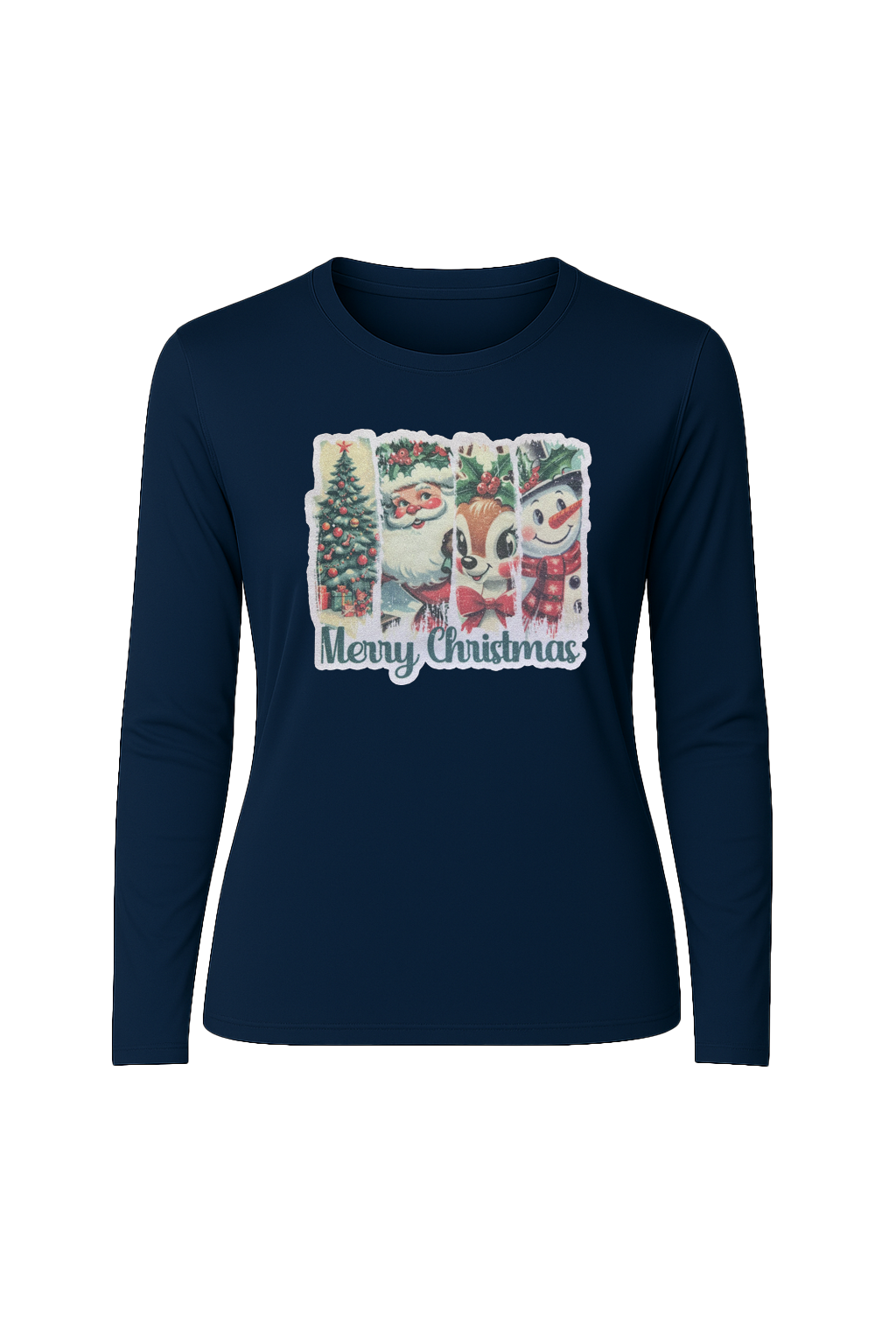 Glitter Christmas Collage Long Sleeve Tee UPF 50