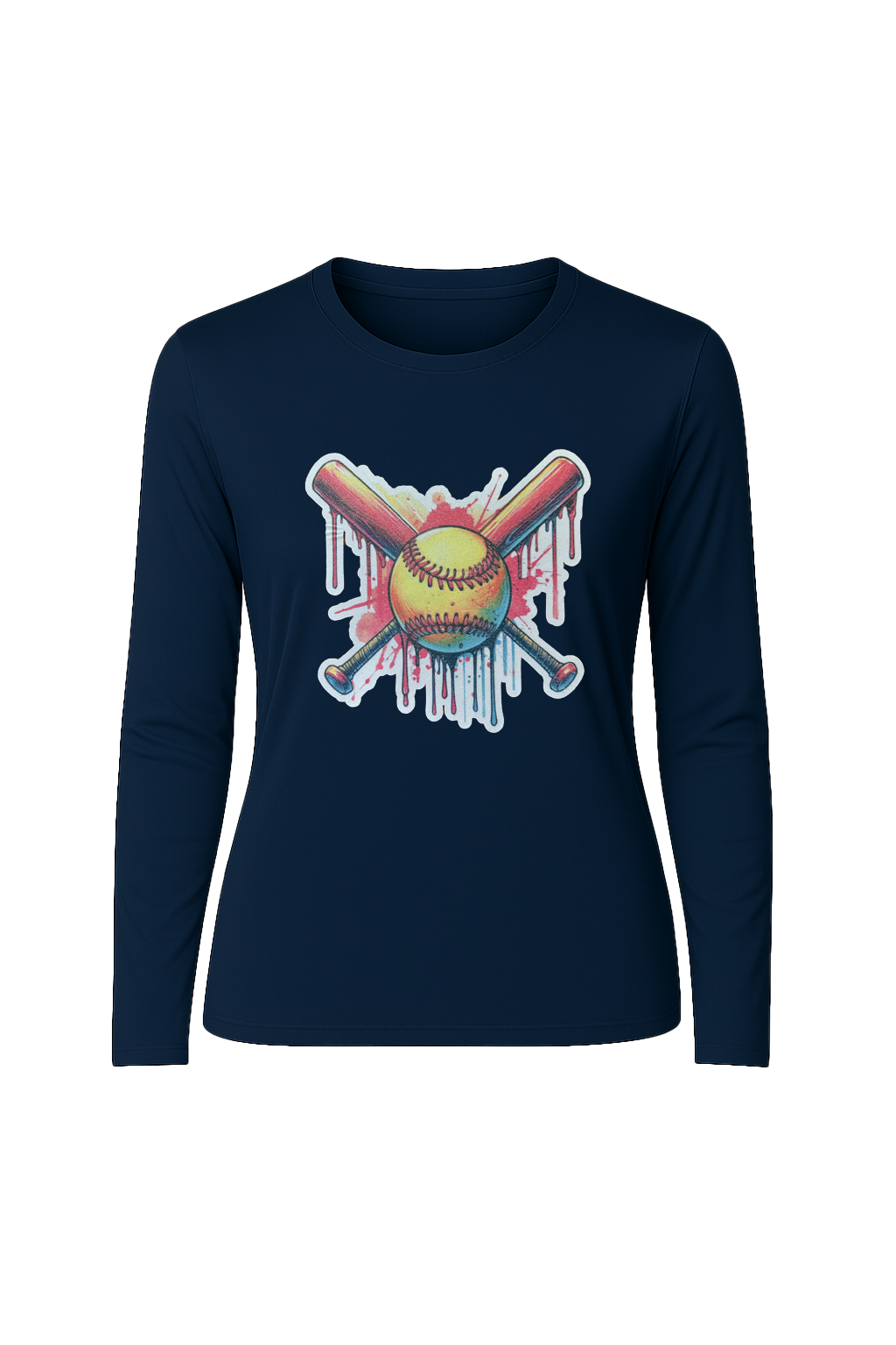 Glitter Red Drip Bats Long Sleeve Tee UPF 50