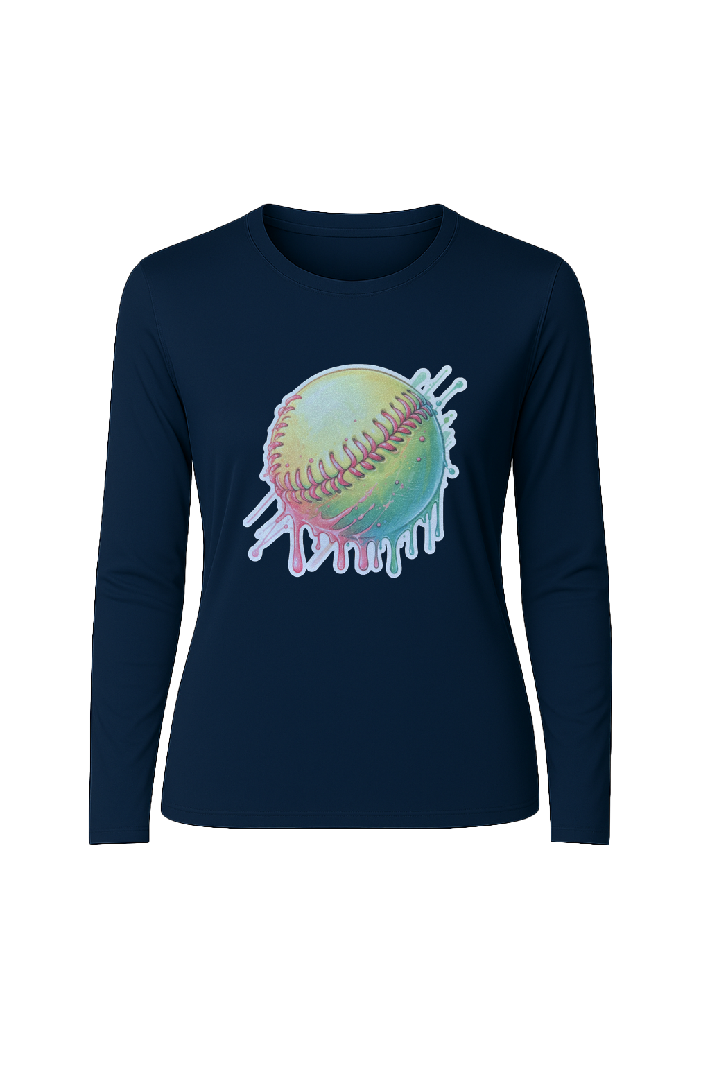 Glitter Softball Drip Long Sleeve Tee UPF 50