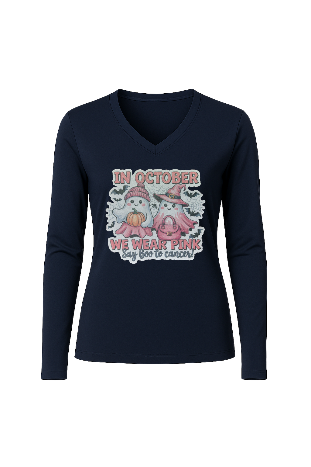 Glitter Wear Pink Say Boo Long Sleeve V-Neck Tee