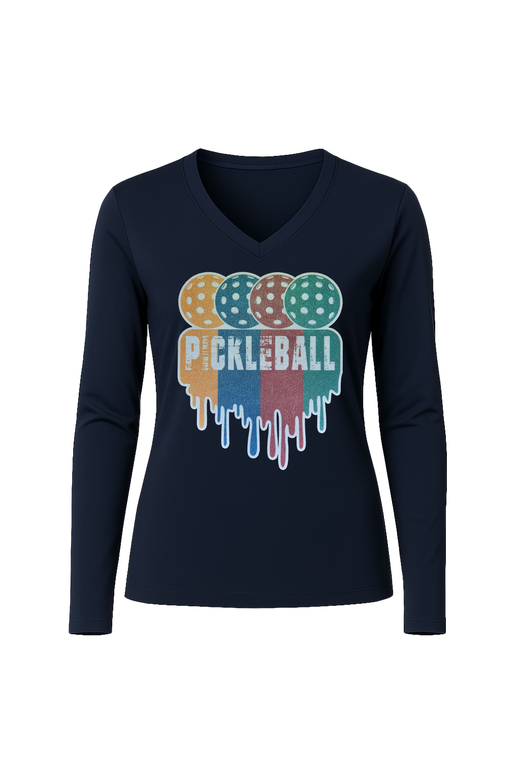 Glitter Pickleball Drip Long Sleeve V-Neck Tee