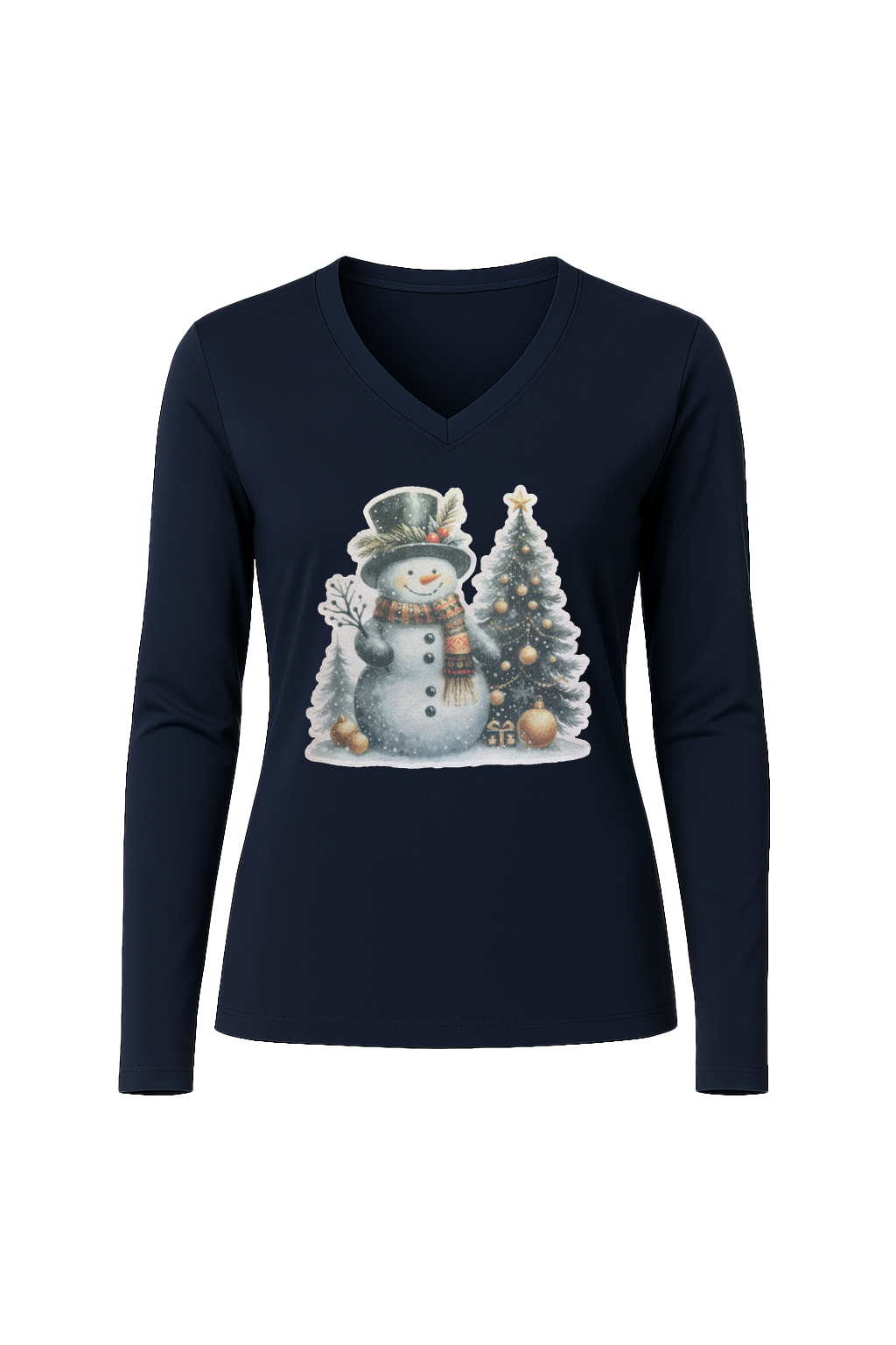 Glitter Festive Frosty Long Sleeve V-Neck Tee