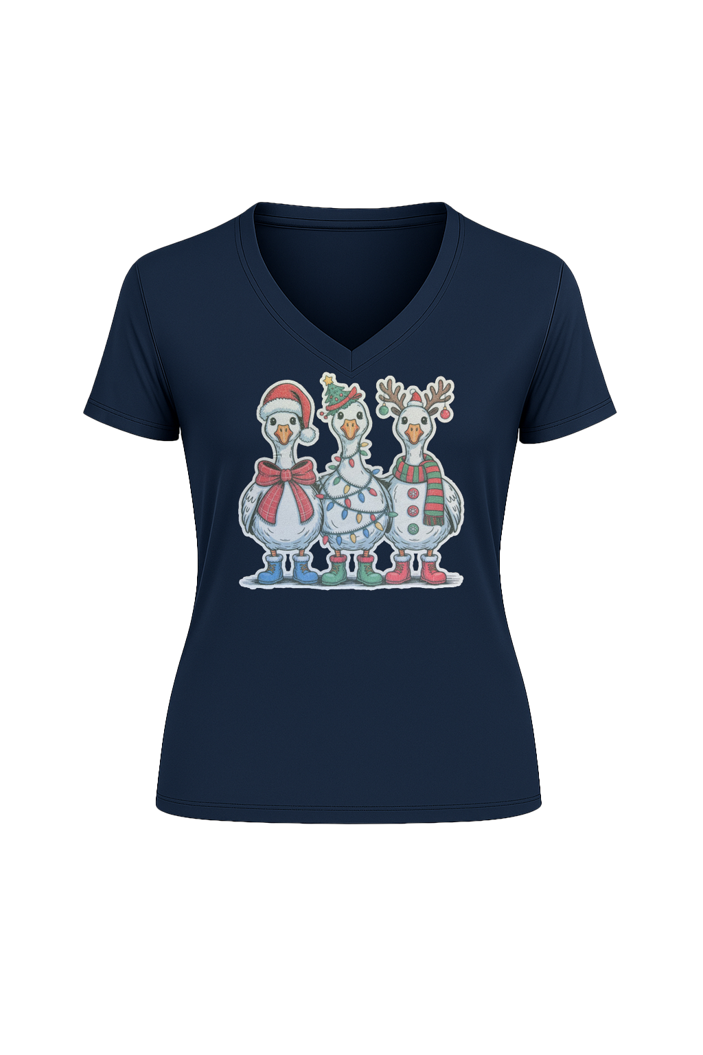 Glitter Festive Fowl Short Sleeve V-Neck Tee