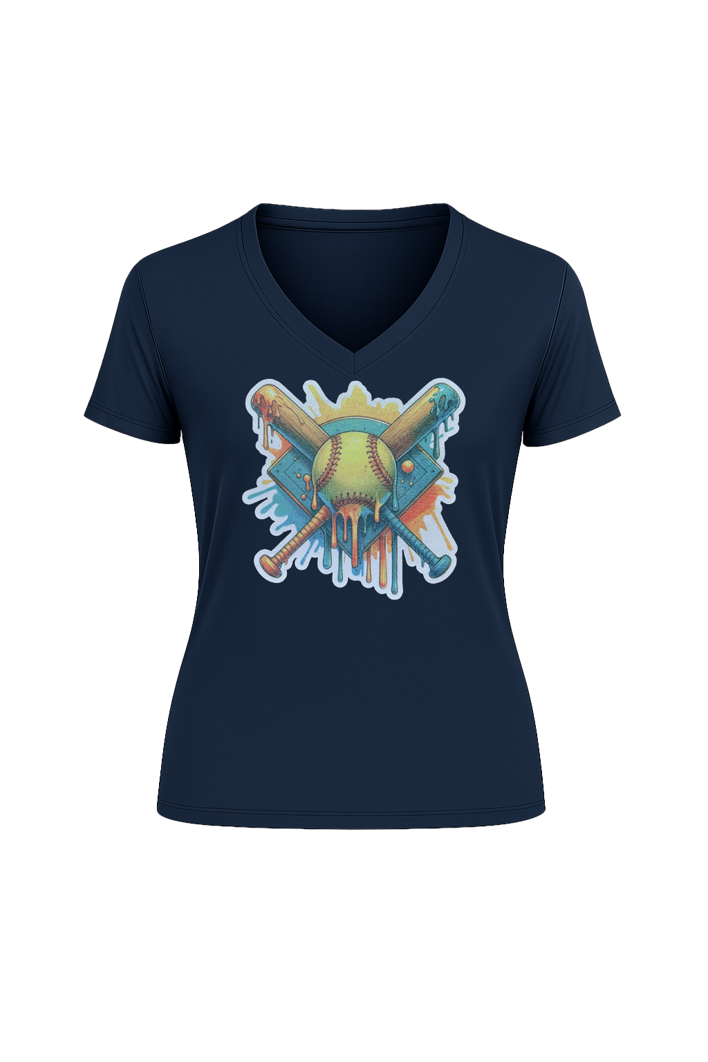 Glitter Teal Shield Short Sleeve V-Neck Tee