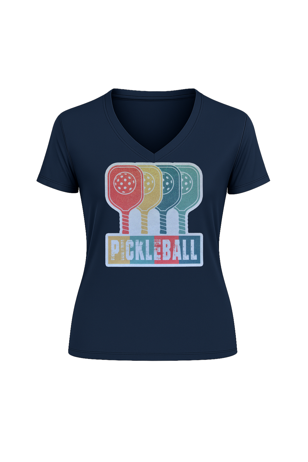 Glitter Pickleball Paddles Short Sleeve V-Neck Tee