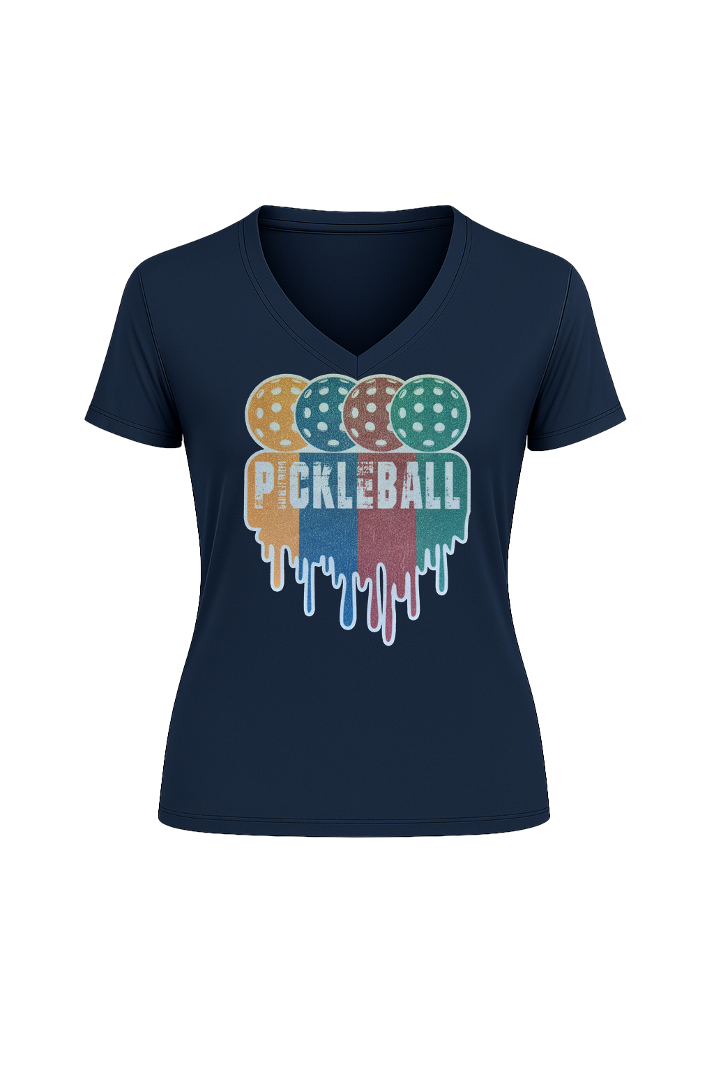 Glitter Pickleball Drip Short Sleeve V-Neck Tee