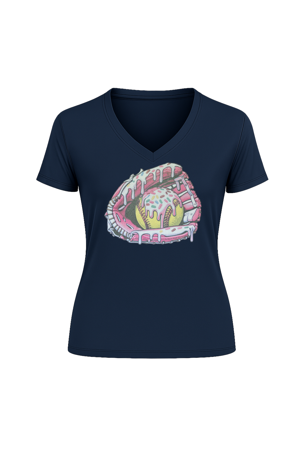 Glitter Softball Sundae Short Sleeve V-Neck Tee