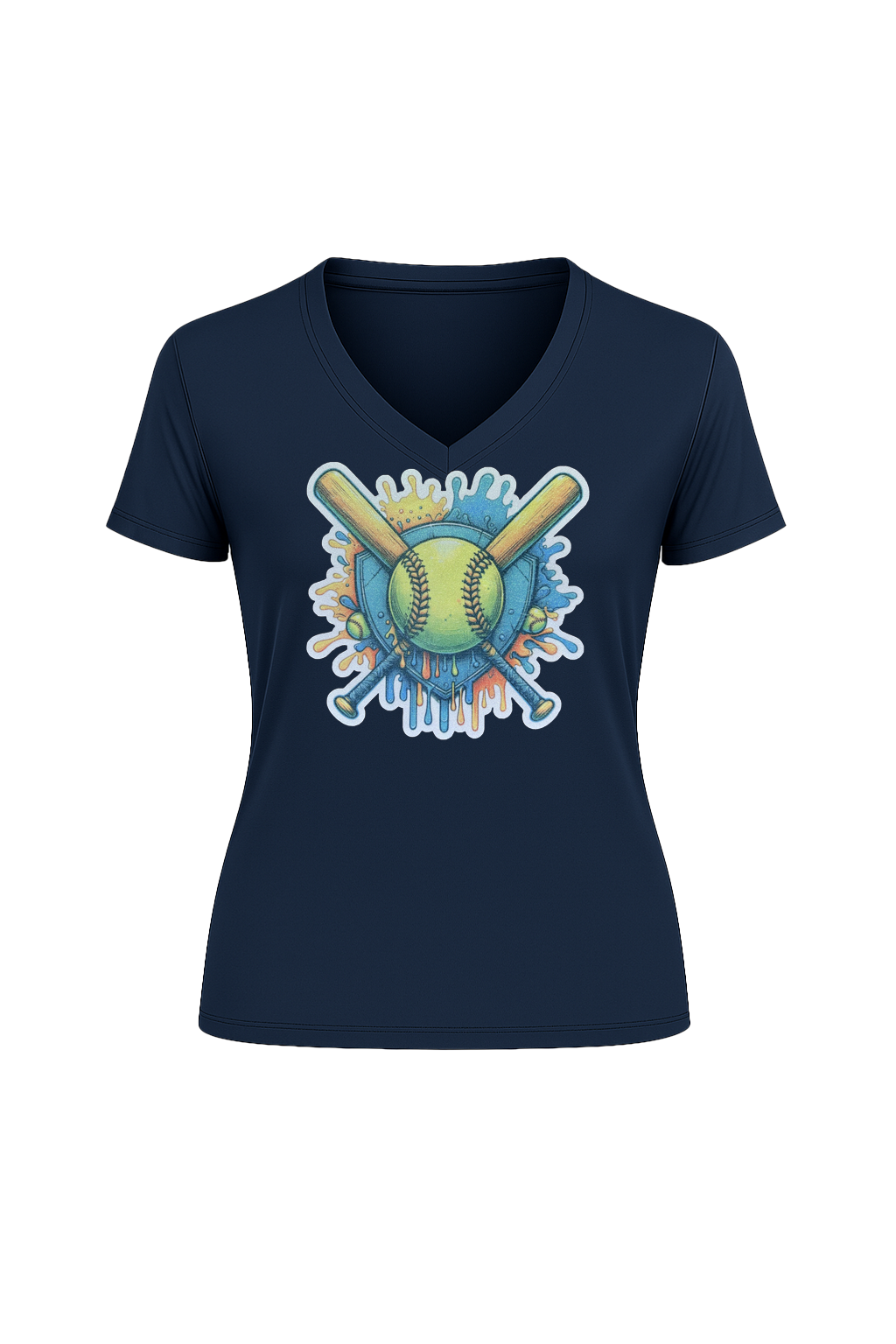 Glitter Blue Shield Short Sleeve V-Neck Tee