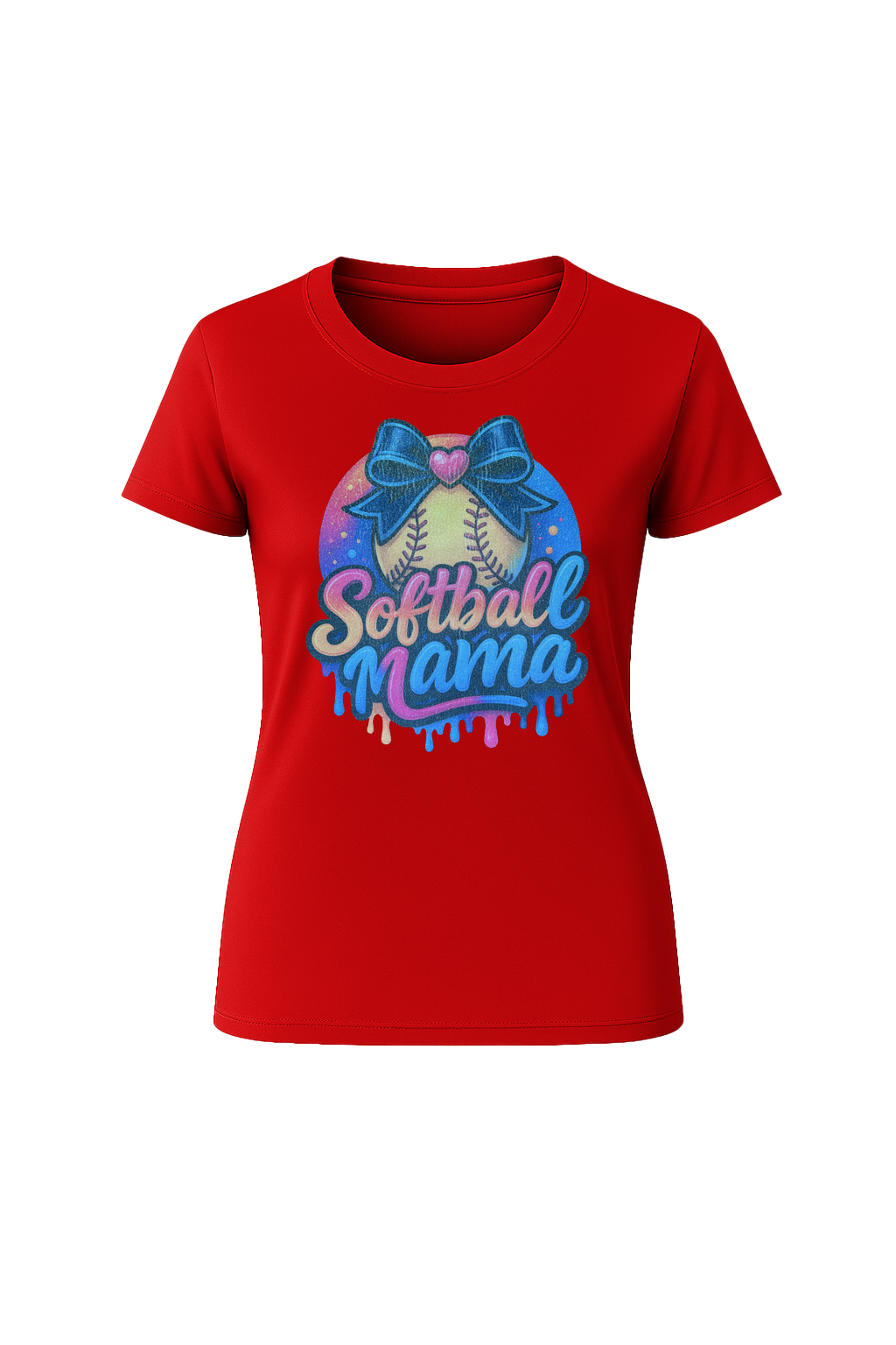 Glitter Softball Mama Drip Short Sleeve Tee
