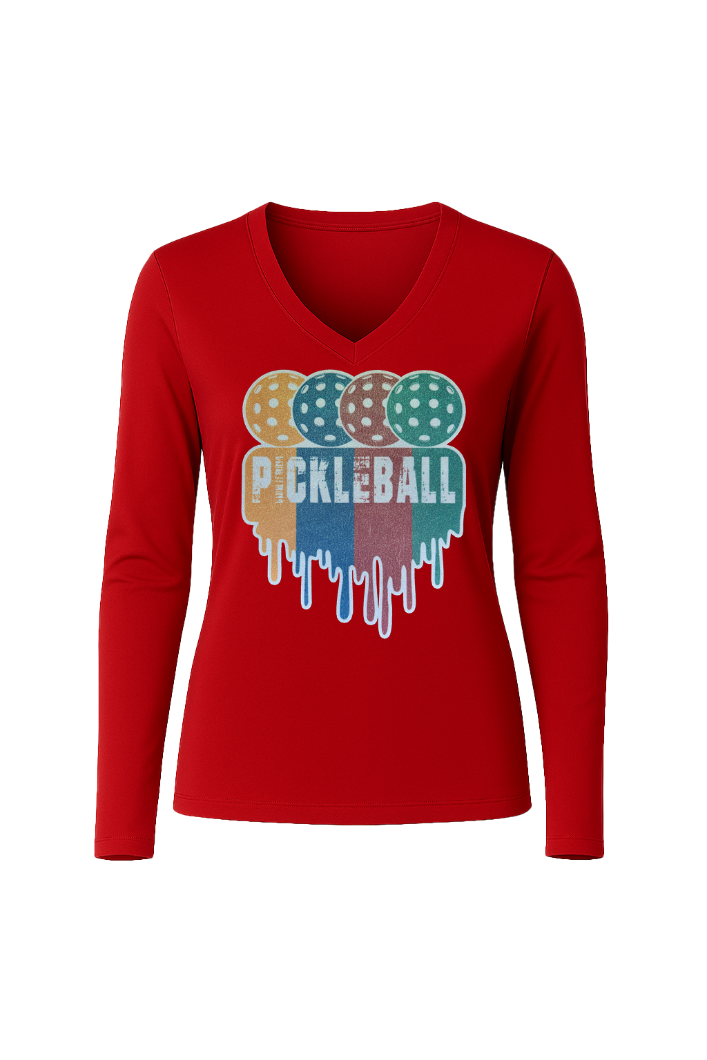 Glitter Pickleball Drip Long Sleeve V-Neck Tee